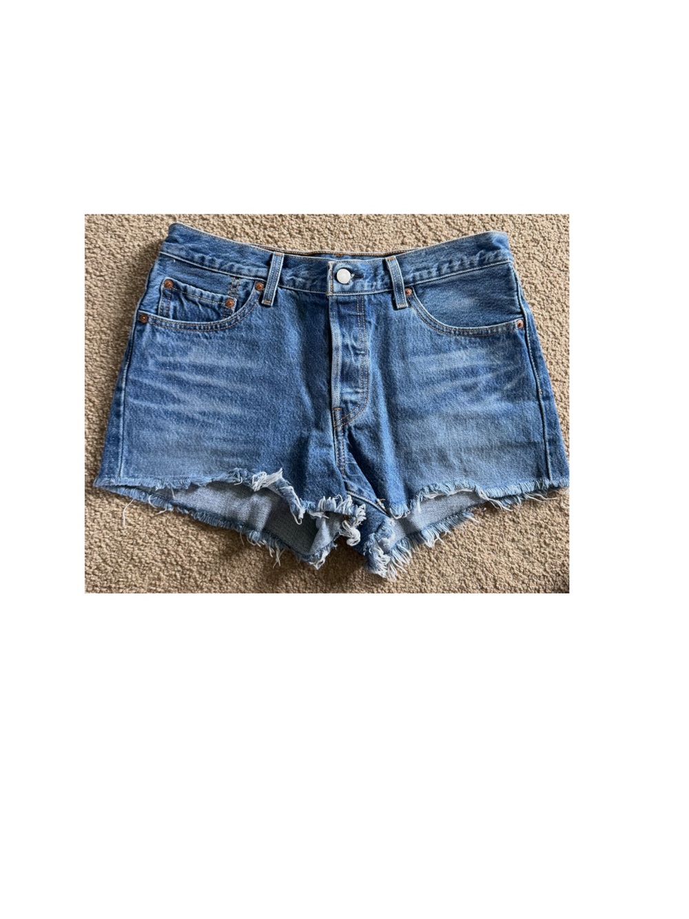 Levi's Medium Blue Distressed Denim Cutoff Shorts - Women
